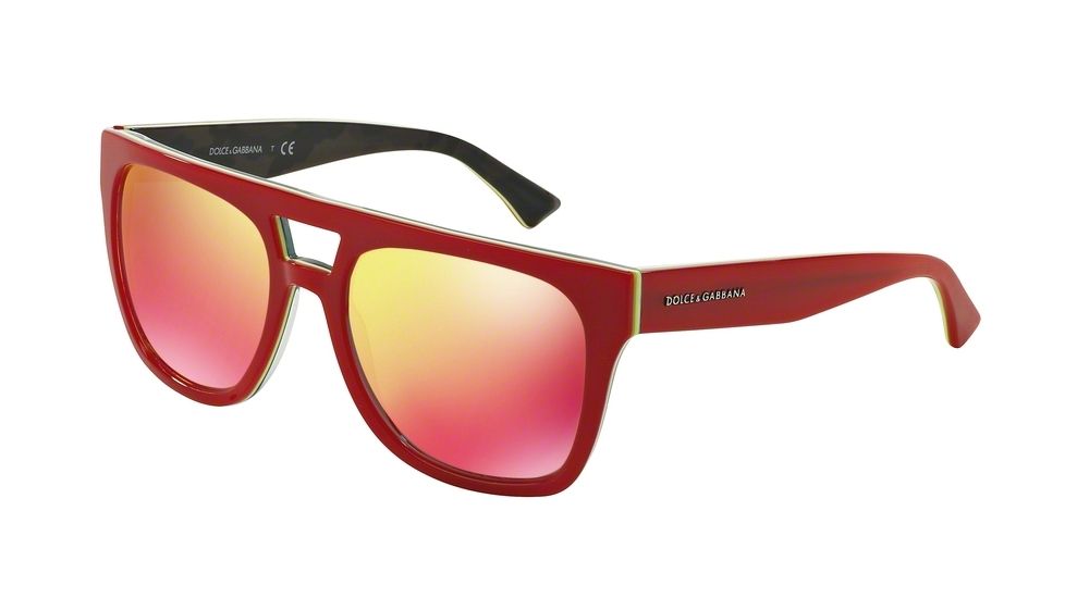Dolce&amp;Gabbana DG4255 Progressive Prescription Sunglasses DG4255-29606Q-56 - Lens Diameter 56 mm, Frame Color Red/fluo Yellow/camo