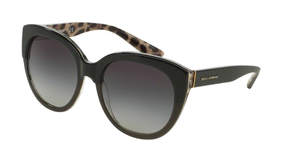 Dolce&amp;Gabbana DG4259 Single Vision Prescription Sunglasses DG4259-28578G-56 - Lens Diameter 56 mm, Frame Color Top Black On Leo