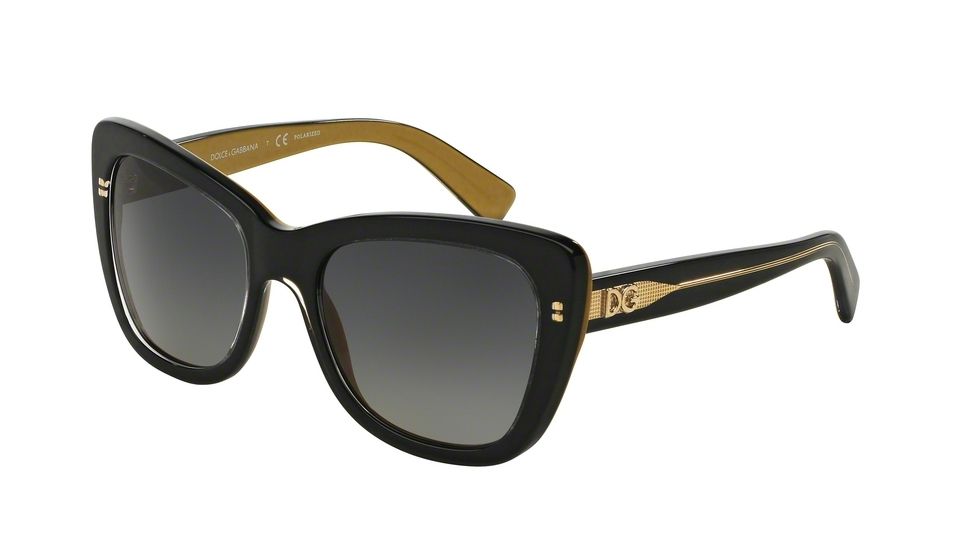Dolce&amp;Gabbana DG4260 Progressive Prescription Sunglasses DG4260-2955T3-54 - Lens Diameter 54 mm, Frame Color Top Black On Gold