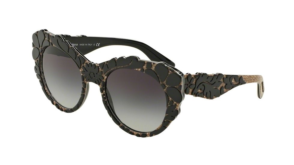 Dolce&amp;Gabbana DG4267 Progressive Prescription Sunglasses DG4267-29988G-53 - Lens Diameter 53 mm, Frame Color Top Black/texture Tissue