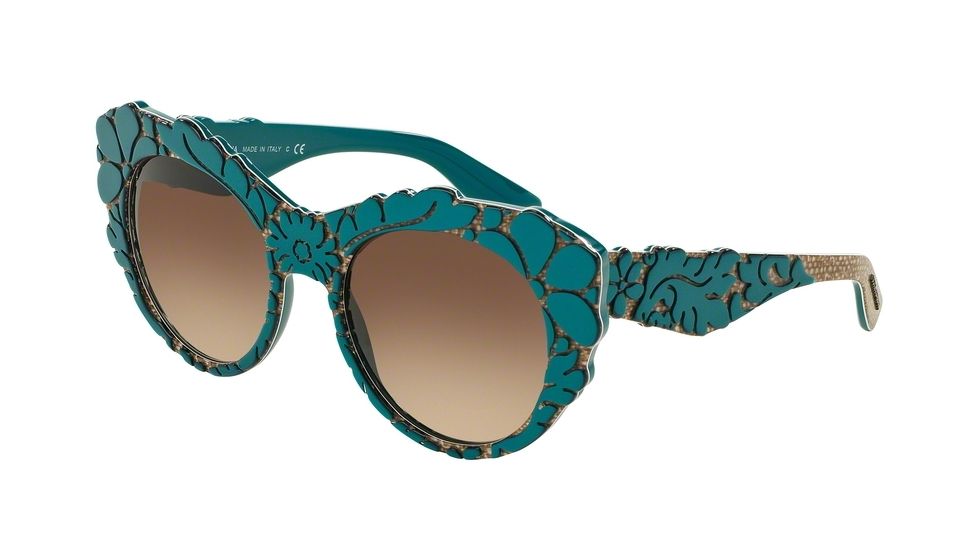 Dolce&amp;Gabbana DG4267 Progressive Prescription Sunglasses DG4267-300013-53 - Lens Diameter 53 mm, Frame Color Top Petroleum/texture Tissue