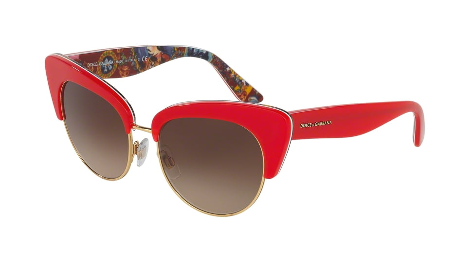 Dolce&amp;Gabbana DG4277 Sunglasses 303413-52 - Top Red/handcart Frame, Brown Gradient Lenses
