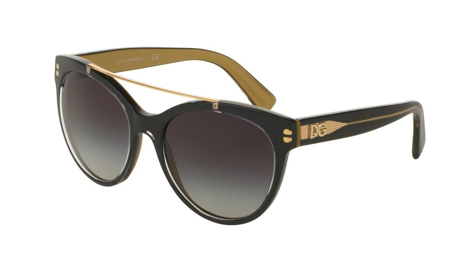 Dolce&amp;Gabbana DG4280F Single Vision Prescription Sunglasses DG4280F-29558G-57 - Lens Diameter 57 mm, Frame Color Top Black On Gold