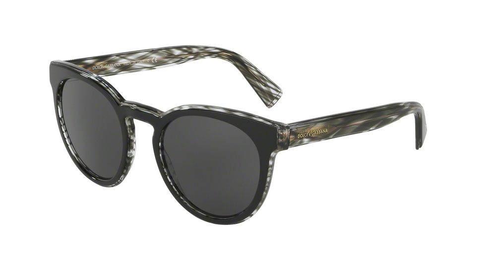 Dolce&amp;Gabbana DG4285 Single Vision Prescription Sunglasses DG4285-305687-51 - Lens Diameter 51 mm, Frame Color Top Black On Striped