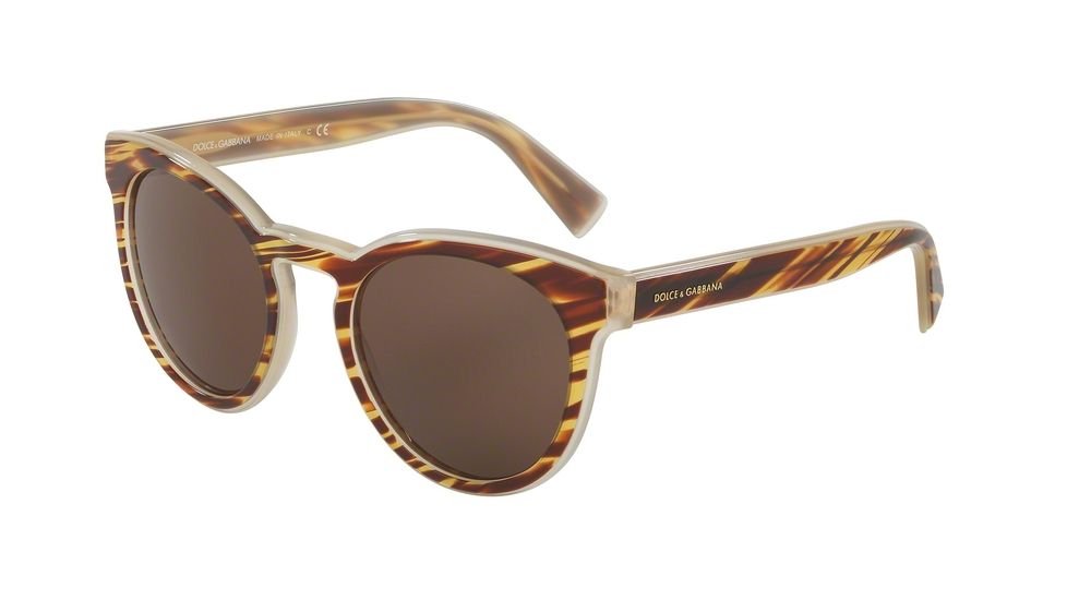 Dolce&amp;Gabbana DG4285F Single Vision Prescription Sunglasses DG4285F-305273-53 - Lens Diameter 53 mm, Frame Color Striped Honey