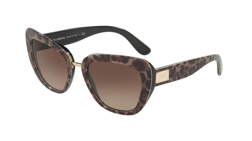 Dolce&amp;Gabbana DG4296 Sunglasses 199513-53 - Leoprint Frame, Brown Gradient Lenses