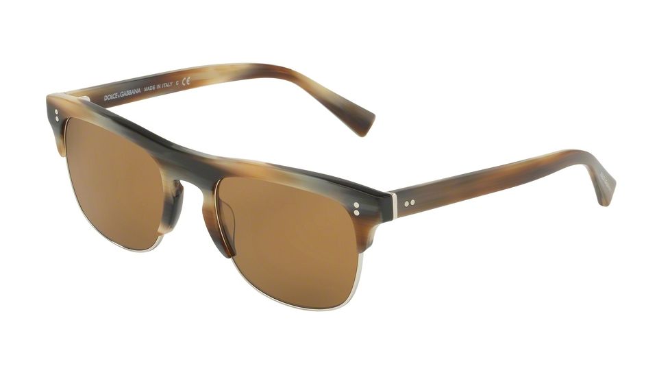 Dolce&amp;Gabbana DG4305F Progressive Prescription Sunglasses DG4305F-311653-53 - Lens Diameter 53 mm, Frame Color Striped Brown/silver