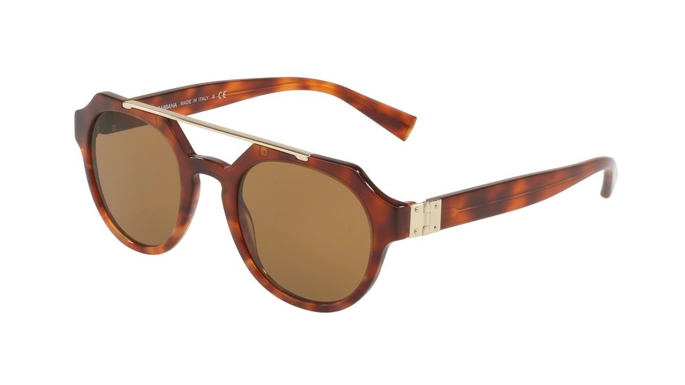 Dolce&amp;Gabbana DG4313F Single Vision Prescription Sunglasses DG4313F-314453-50 - Lens Diameter 50 mm, Frame Color Dark Havana/amber Havana