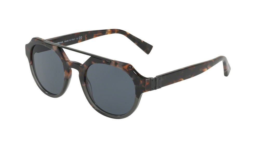 Dolce&amp;Gabbana DG4313F Single Vision Prescription Sunglasses DG4313F-3145R5-50 - Lens Diameter 50 mm, Frame Color Blue Havana/grey