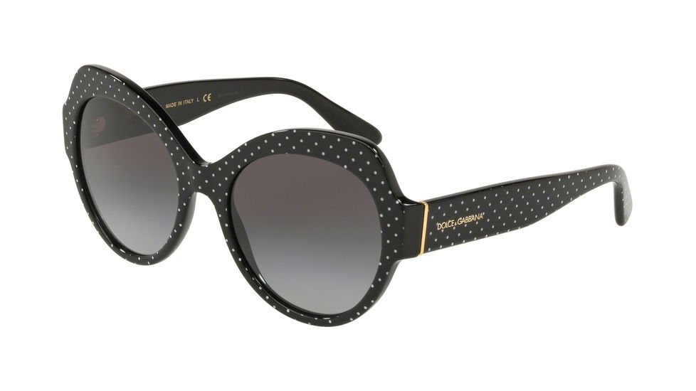 Dolce&amp;Gabbana DG4320 Sunglasses 31268G-56 - Pois White On Black Frame, Grey Gradient Lenses