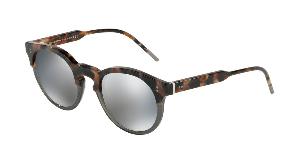 Dolce&amp;Gabbana DG4329F Prescription Sunglasses, 50mm, Blue Havana/transp Grey, DG4329F-314540-50-SV