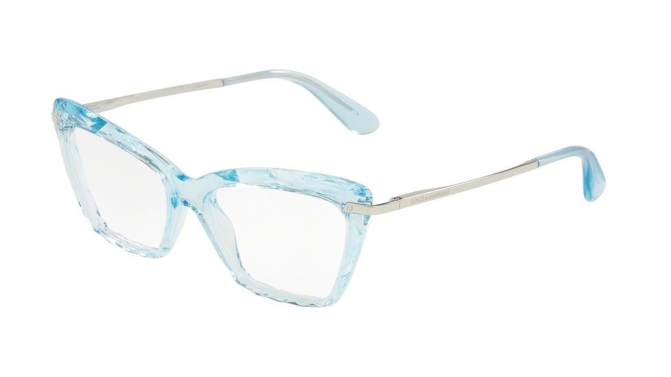 Dolce&amp;Gabbana DG5025 Single Vision Prescription Eyeglasses 3134-53 - Transparent Azure Frame