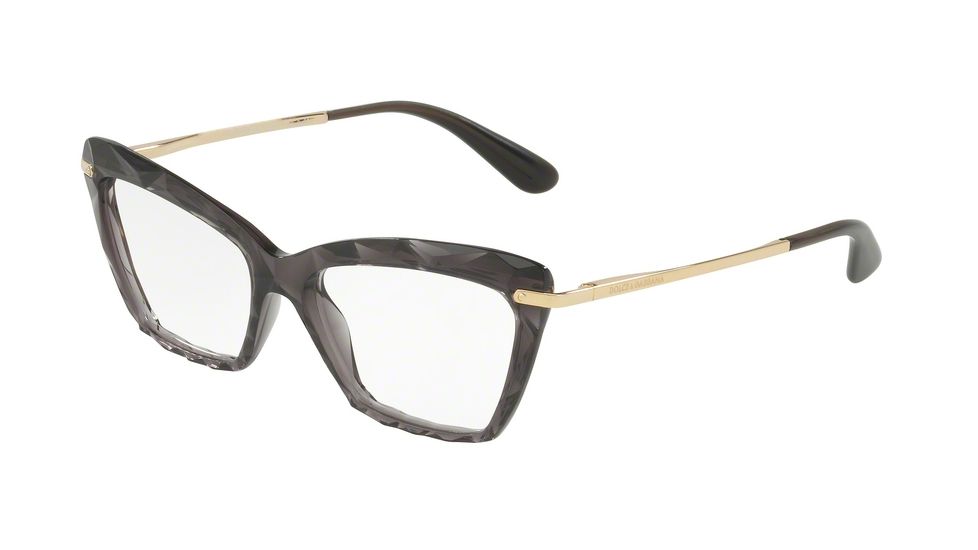 Dolce&amp;Gabbana DG5025 Single Vision Prescription Eyeglasses 504-53 - Transparent Grey Frame