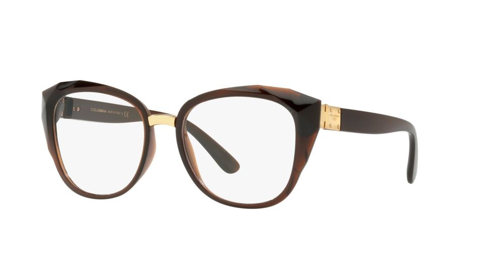 Dolce&amp;Gabbana DG5041 Progressive Prescription Eyeglasses, 51mm, Transparent Brown, DG5041-3159-51-PRO