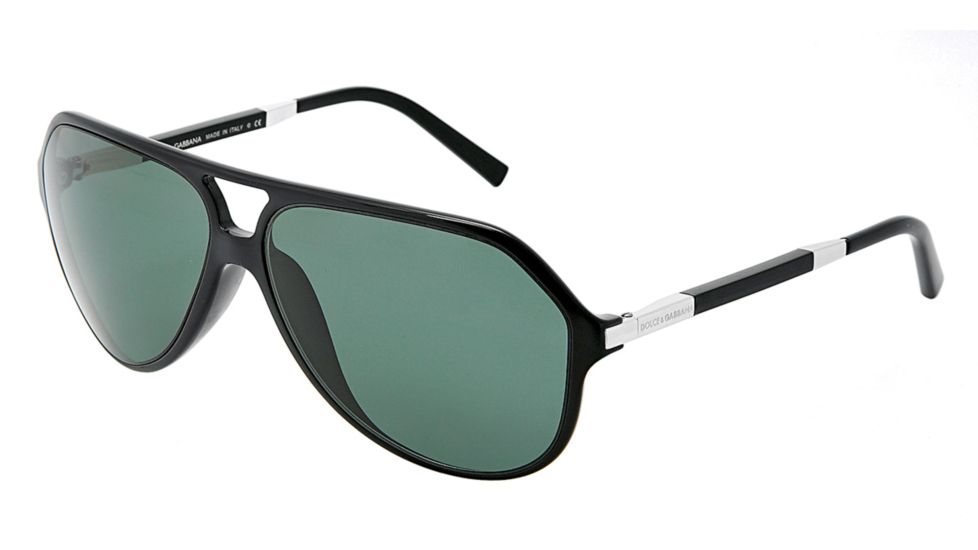Dolce&amp;Gabbana DG6067 Sunglasses 501/71-6113 - Black Frame, Green Lenses