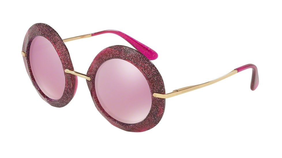 Dolce&amp;Gabbana DG6105 Single Vision Prescription Sunglasses DG6105-31057V-50 - Lens Diameter 50 mm, Frame Color Fuxia/glitter Gold