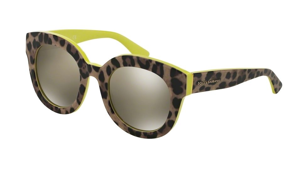Dolce&amp;Gabbana ENCHANTED BEAUTIES DG4235 Progressive Prescription Sunglasses DG4235-28616G-49 - Lens Diameter 49 mm, Frame Color Top Leo On Yellow