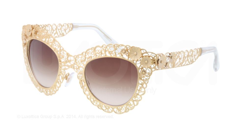 Dolce&amp;Gabbana FILIGRANA DG2134 Sunglasses 02/13-47 - Antique Gold Frame, Brown Gradient Lenses