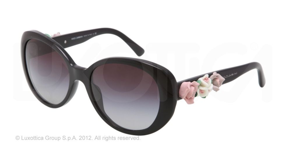 Dolce&amp;Gabbana FLOWERS DG4183 Sunglasses 501/8G-57 - Black Frame, Gray Gradient Lenses