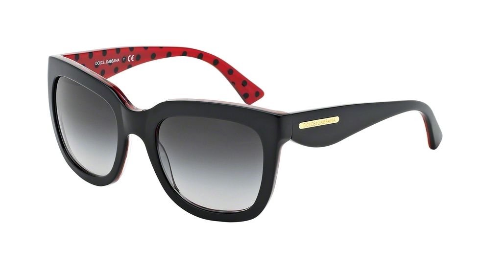 Dolce&Gabbana GOLD LEAF DG4197 Progressive Prescription Sunglasses DG4197-28718G-53 - Lens Diameter 53 mm, Frame Color Black/Pois Black/Red