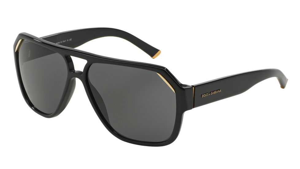 Dolce&amp;Gabbana ICONIC EVOLUTION DG4138 Sunglasses 501/87-6214 - Shiny Black Frame, Gray Lenses