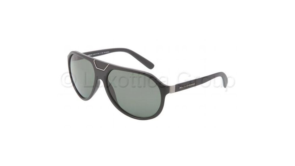 Dolce&amp;Gabbana ICONIC EVOLUTION DG6071 Sunglasses 19349A-6215 - Matte Black Frame, Green Lenses