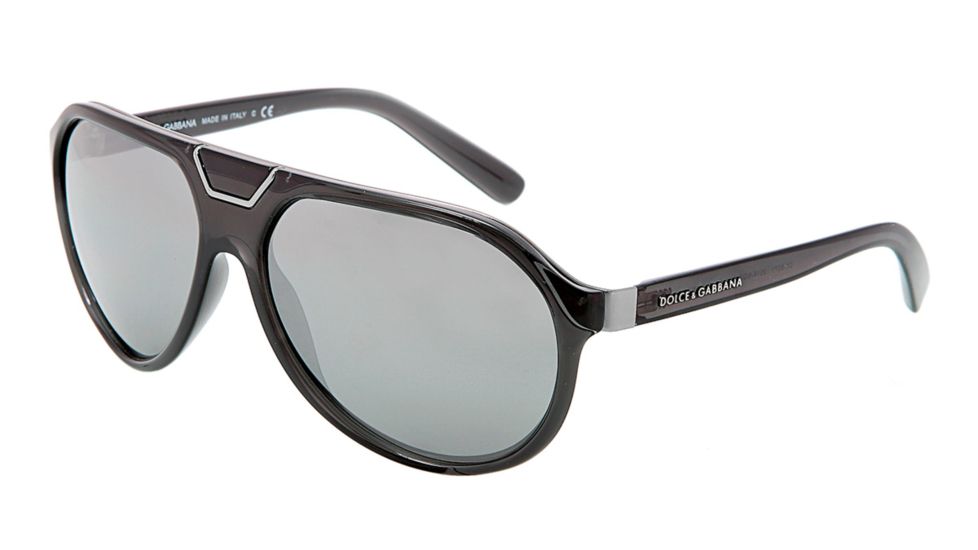 Dolce&amp;Gabbana ICONIC EVOLUTION DG6071 Sunglasses 25146G-6215 - Dark Gray Frame, Transparent Gray Mirror Silver Lenses