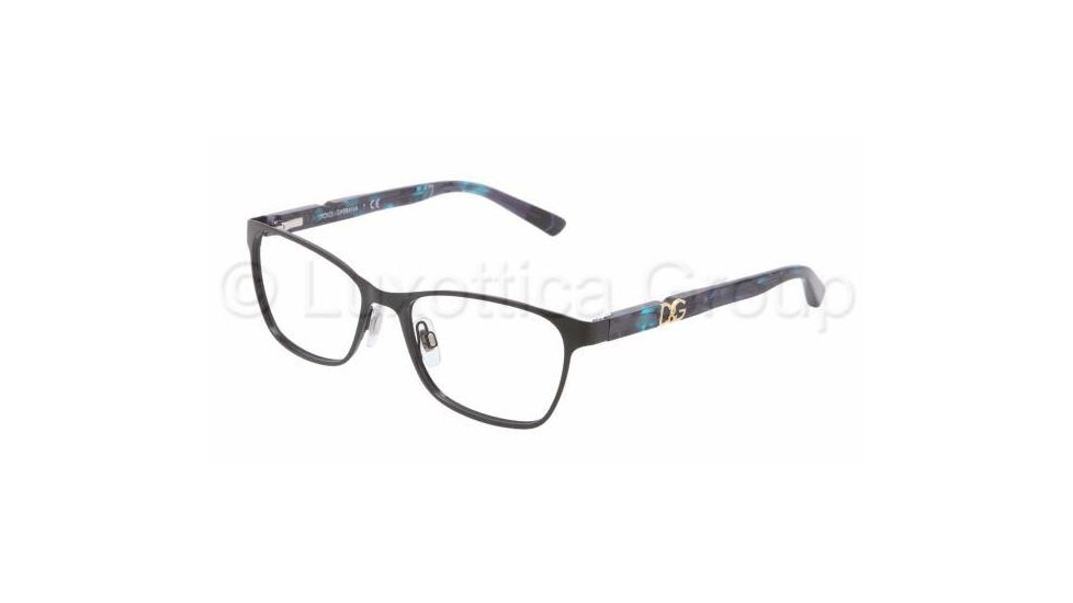 Dolce&amp;Gabbana ICONIC LOGO DG1244P Single Vision Prescription Eyeglasses 1225-5116 - Black Frame