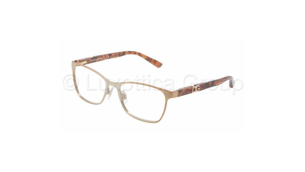 Dolce&amp;Gabbana ICONIC LOGO DG1244P Single Vision Prescription Eyeglasses 1227-5116 - Pale Gold Frame