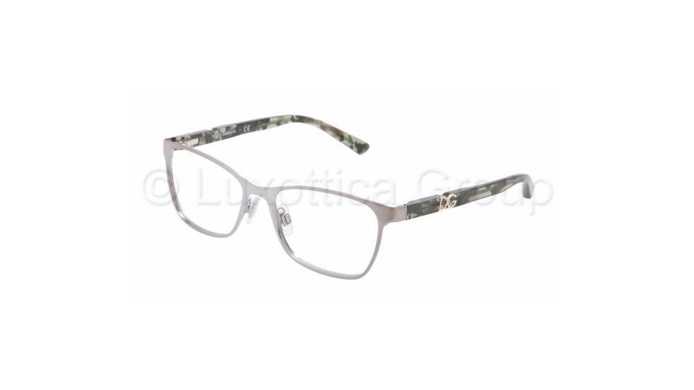Dolce&amp;Gabbana ICONIC LOGO DG1244P Single Vision Prescription Eyeglasses 1228-5116 - Dark Silver Frame