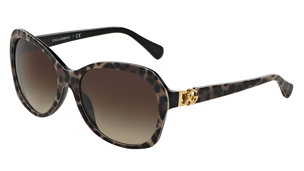 Dolce&amp;Gabbana ICONIC LOGO DG4163P Sunglasses 199513-5717 - Brown Leopard Frame, Brown Gradient Lenses