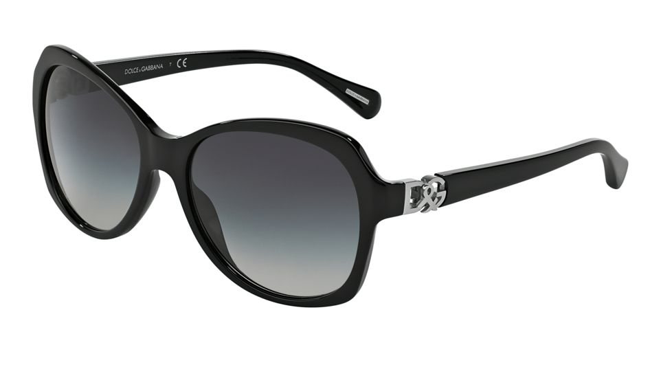 Dolce&amp;Gabbana ICONIC LOGO DG4163P Sunglasses 501/8G-5717 - Black Frame, Gray Gradient Lenses
