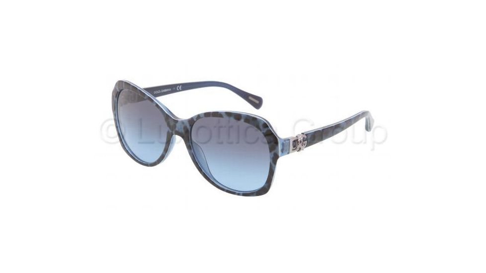 Dolce&amp;Gabbana ICONIC LOGO DG4163P Sunglasses 26578F-5717 - Leopard Blue Frame, Blue Smoke Gradient Lenses