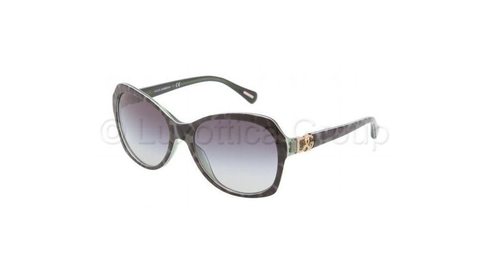 Dolce&amp;Gabbana ICONIC LOGO DG4163P Sunglasses 26588G-5717 - Leopard Green Frame, Gray Gradient Lenses