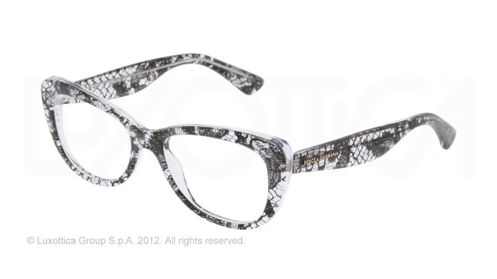 Dolce&Gabbana LACE DG3166 Single Vision Prescription Eyeglasses 1901-50 - Black Lace Frame
