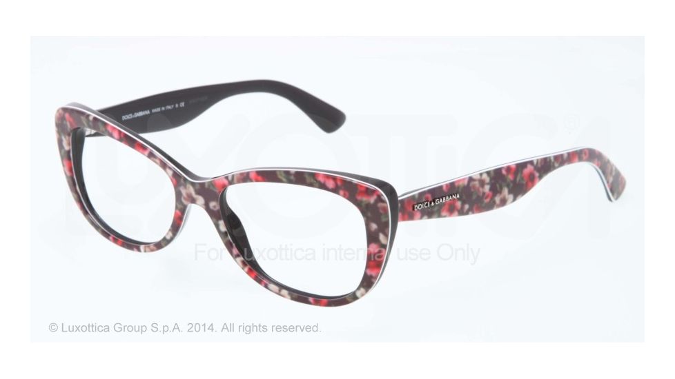 Dolce&Gabbana LACE DG3166 Single Vision Prescription Eyeglasses 2778-53 - Top Black Flowers On Black Frame