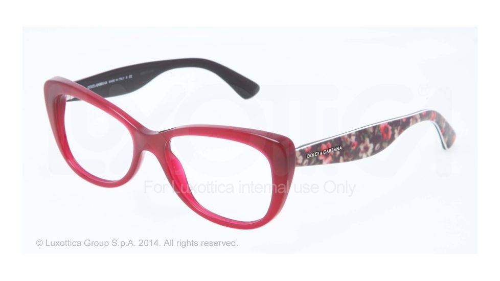 Dolce&Gabbana LACE DG3166 Single Vision Prescription Eyeglasses 2782-53 - Opal Bordeaux Frame