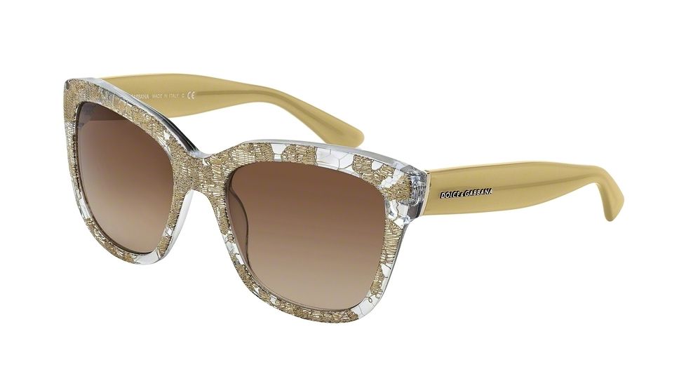 Dolce&amp;Gabbana LACE DG4226 Single Vision Prescription Sunglasses DG4226-285113-56 - Lens Diameter 56 mm, Frame Color Gold Lace