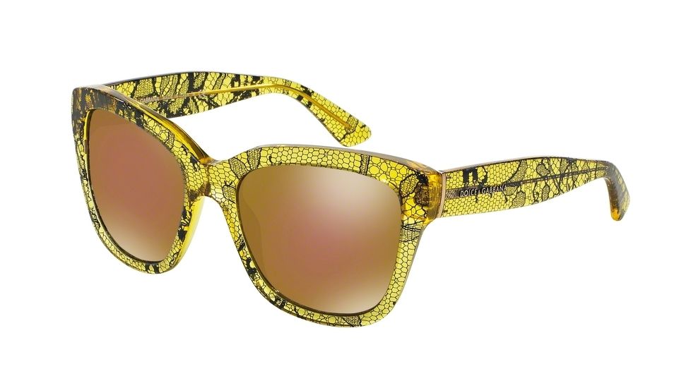 Dolce&amp;Gabbana LACE DG4226 Single Vision Prescription Sunglasses DG4226-2974F9-56 - Lens Diameter 56 mm, Frame Color Chantilly Lace/tr Lemon