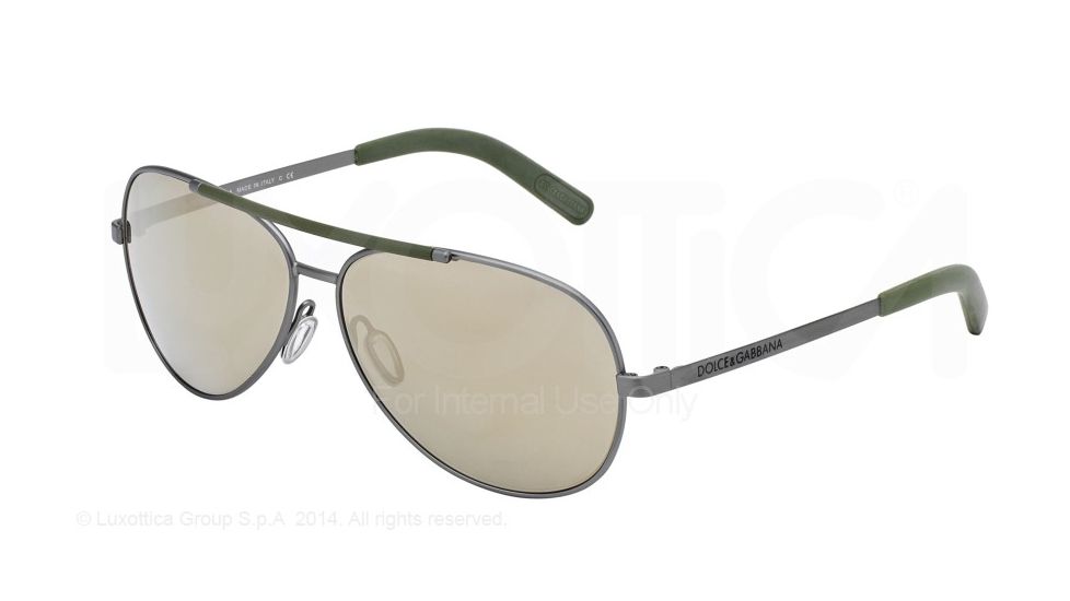 Dolce&amp;Gabbana LIFESTYLE DG2141 Sunglasses 11086G-61 - Brushed Matte Gunmetal Frame, Light Brown Mirror Gold Lenses