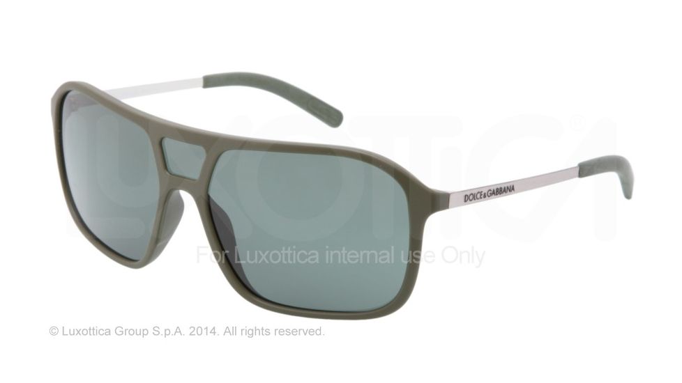Dolce&amp;Gabbana LIFESTYLE DG6083 Sunglasses 277771-34 - Green Rubber Frame, Grey Green Lenses
