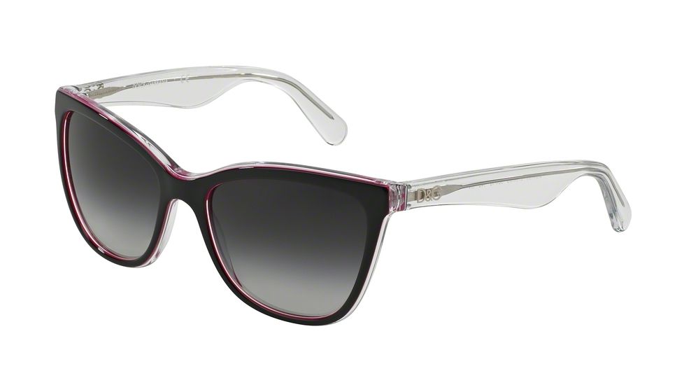Dolce&amp;Gabbana LIP GLOSS DG4193 Sunglasses 27948G-56 - Black/peral Fuxia/crystal Frame, Grey Gradient Lenses