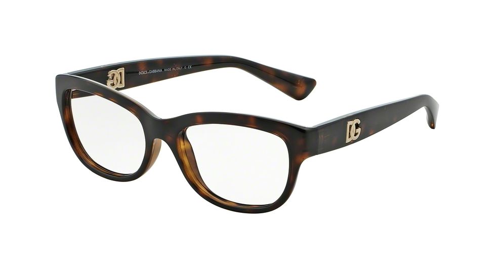 Dolce&amp;Gabbana LOGO EXECUTION DG5011 Single Vision Prescription Eyeglasses 502-54 - Havana Frame