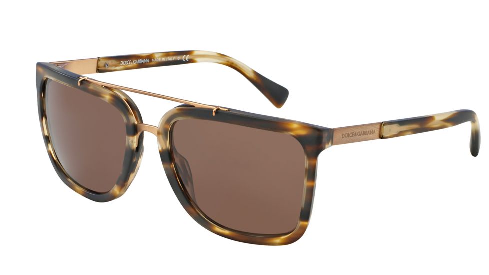 Dolce&amp;Gabbana LOGO PLAQUE DG4219 Progressive Prescription Sunglasses DG4219-259773-57 - Lens Diameter 57 mm, Frame Color Matte Flame Havana