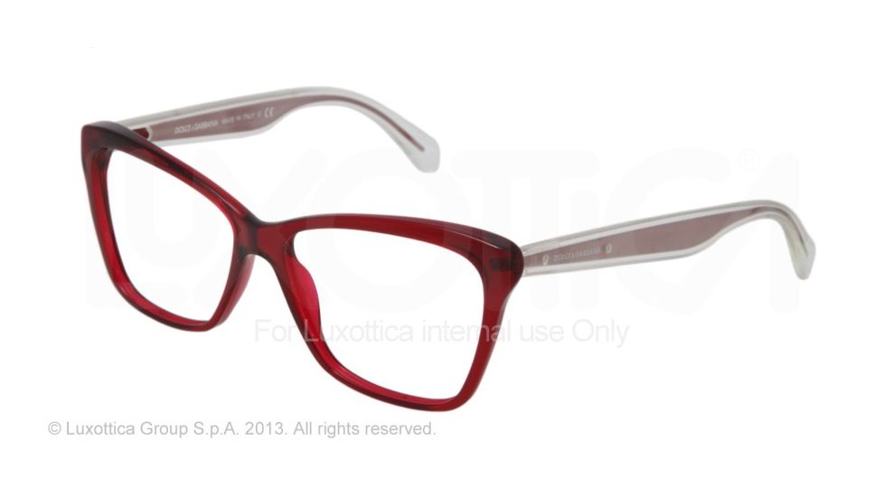Dolce&amp;Gabbana MAMBO COLLECTION DG3140 Progressive Prescription Eyeglasses 550-5414 - Transparent / Red Frame, Demo Lens Lenses