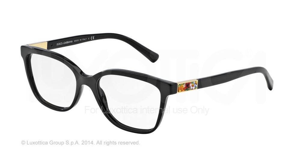 Dolce&amp;Gabbana MOSAICO COLLECTION DG3187 Single Vision Prescription Eyeglasses 501-52 - Black Frame