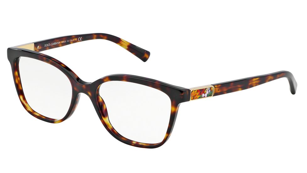 Dolce&amp;Gabbana MOSAICO COLLECTION DG3187 Single Vision Prescription Eyeglasses 502-52 - Havana Frame