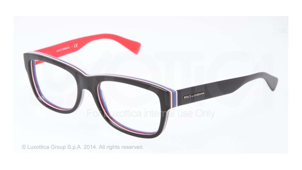 Dolce&amp;Gabbana MULTICOLOR DG3178 Single Vision Prescription Eyeglasses 2764-52 - Black/multilayer/red Frame