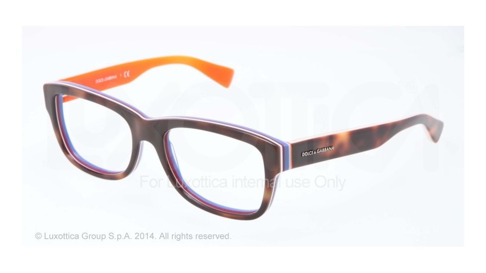 Dolce&amp;Gabbana MULTICOLOR DG3178 Single Vision Prescription Eyeglasses 2765-52 - Havana/multilayer/orange Frame