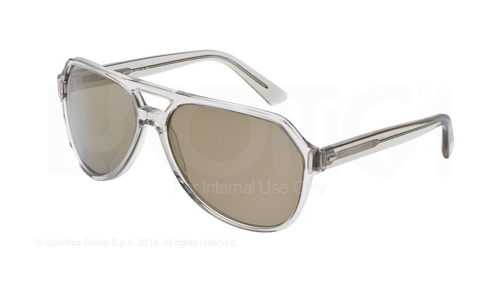Dolce&amp;Gabbana NEW BOND STREET DG4224 Sunglasses 28226G-61 - Transparent Grey Frame, Light Brown Mirror Gold Lenses